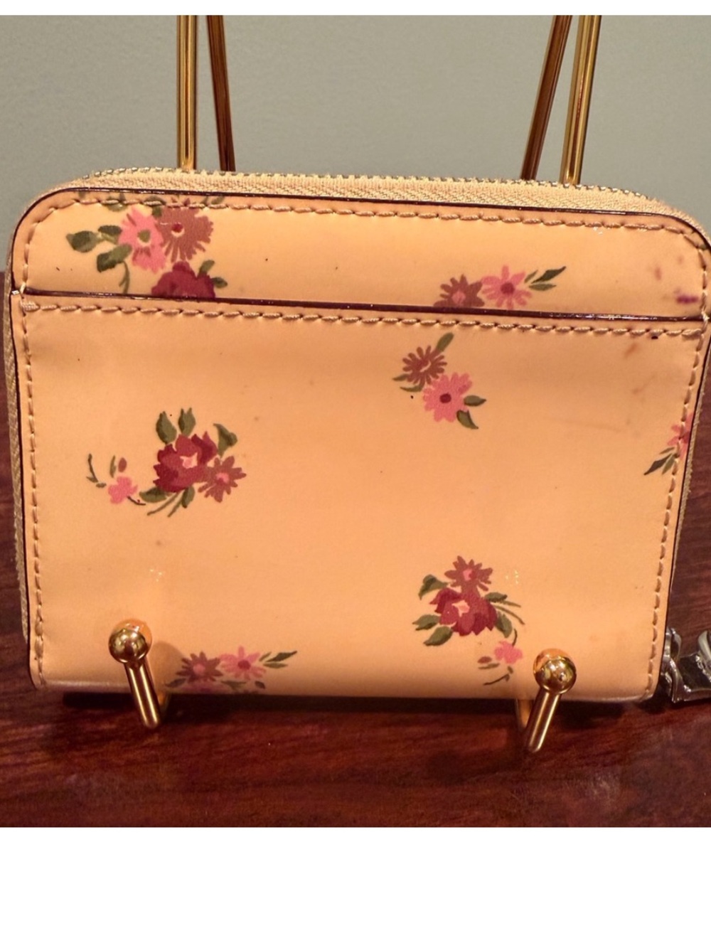 Coach Yellow Floral Patent Leather Zip Wallet - Picture 3 of 11